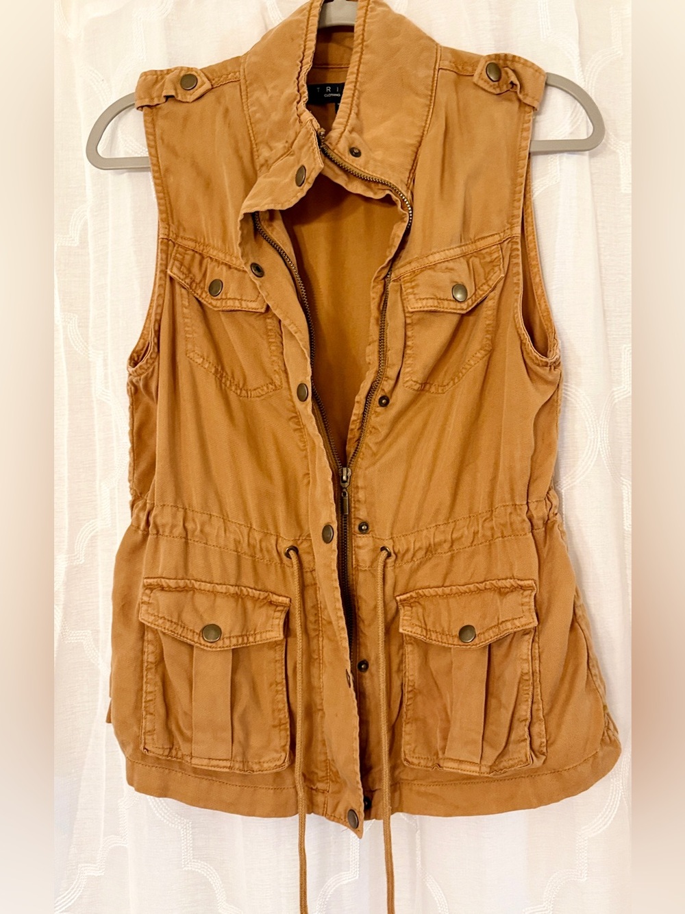 Trixxi Utility Cargo Vest Size Medium Camel Safari Military Style - Picture 3 of 10